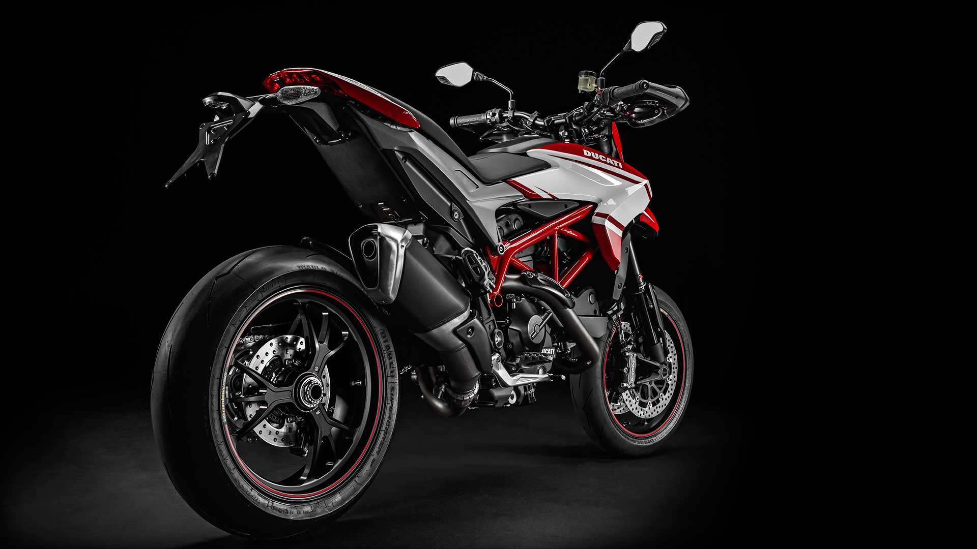 2014 Ducati Hypermotard SP rear cross view
