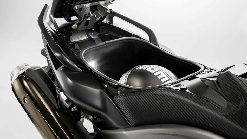 Yamaha TMax Iron Max seat interior storage view