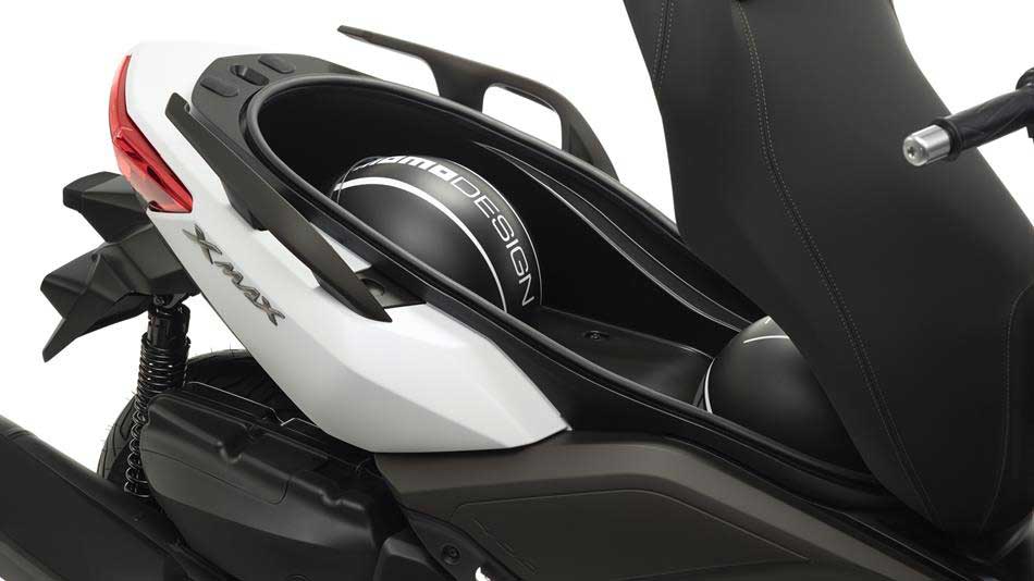 Yamaha X MAX 400 rear seat interior storage