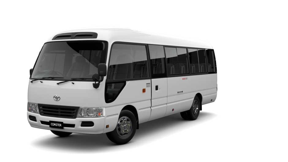 Toyota Coaster Deluxe Exterior front cross view