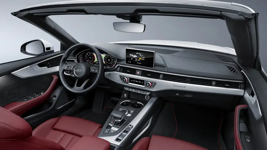 Audi A5 Cabriolet 2018 interior front cross view