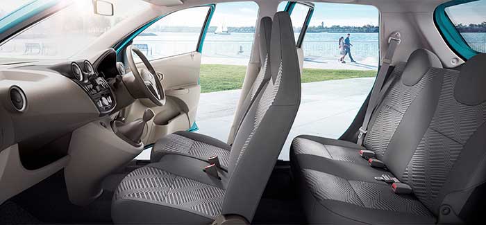 Datsun Go D Interior Front and Rear Seats