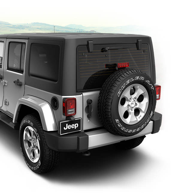 Jeep Wrangler Unlimited Willys Wheeler W black hard top view