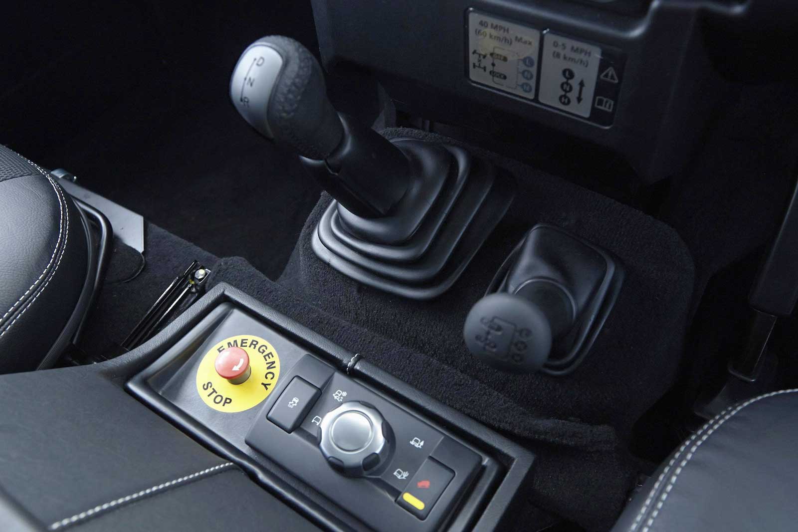 Land Rover Defender 130 interior gear view