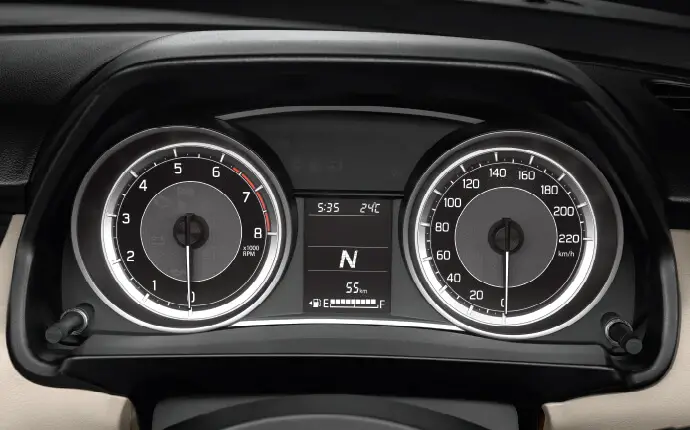 Maruti Suzuki Swift Dzire ZDI Plus interior speedometer view