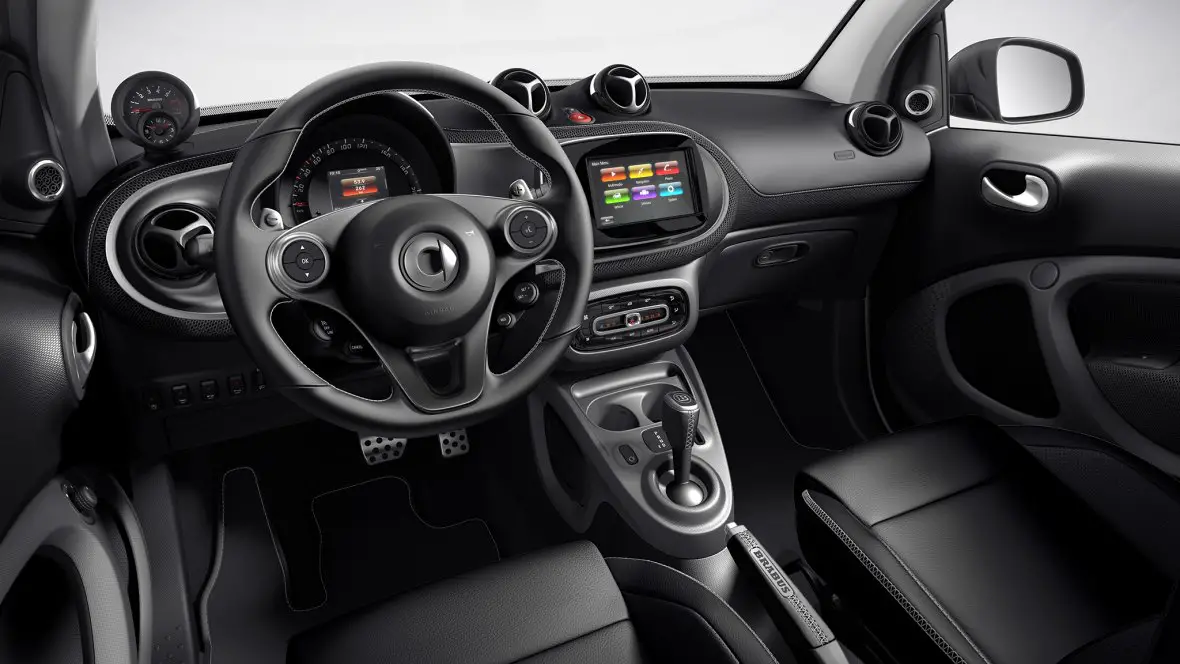 Smart BRABUS Fortwo Xclusive interior front cross view