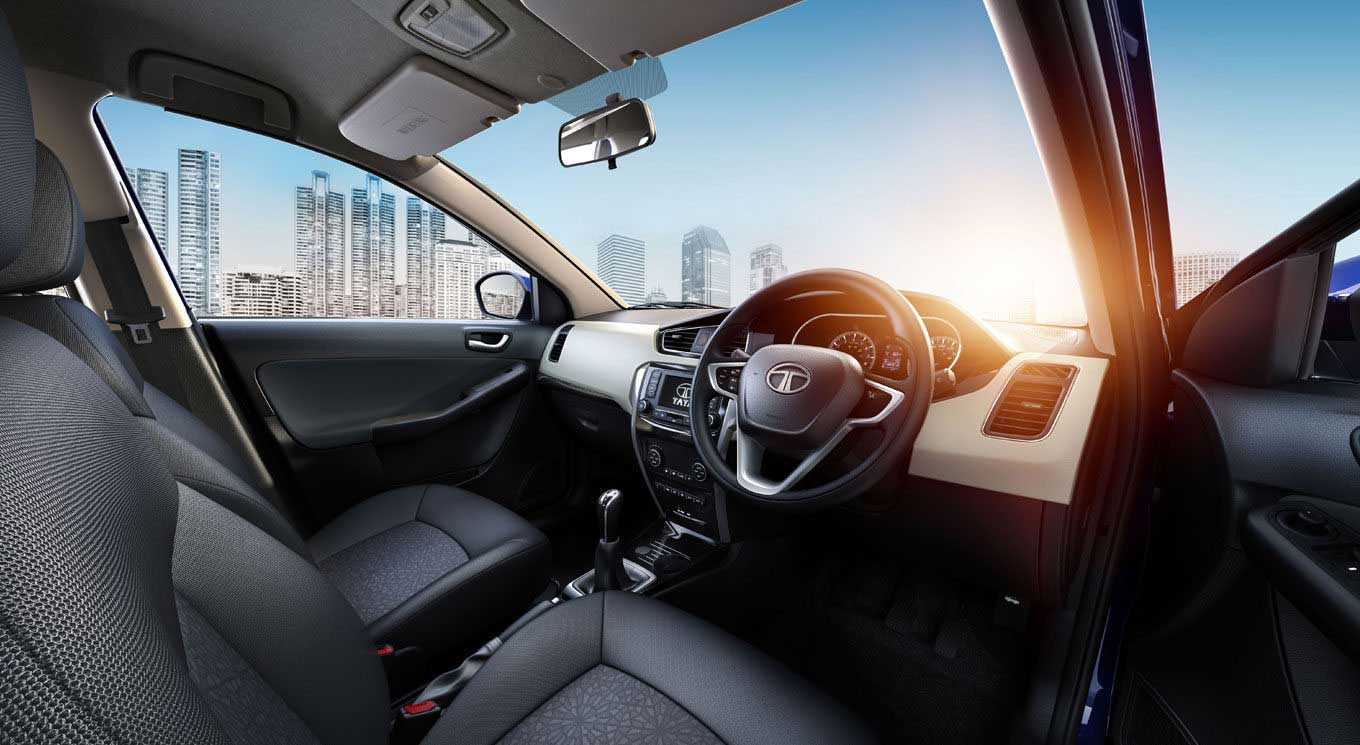 Tata Zest Revotron 1.2 XT Petrol Interior front seats and steering